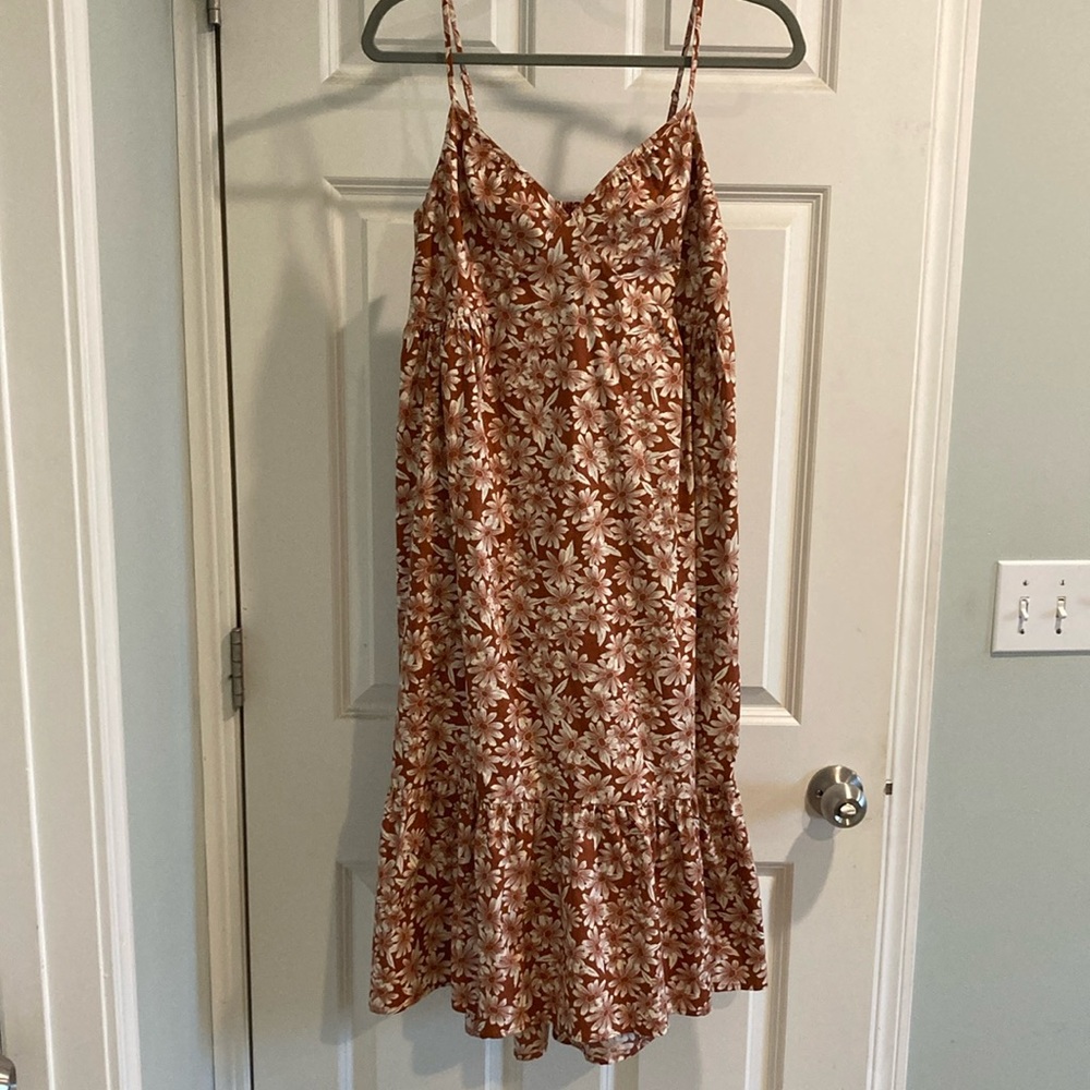Gap brown and white floral cotton sundress, size Medium